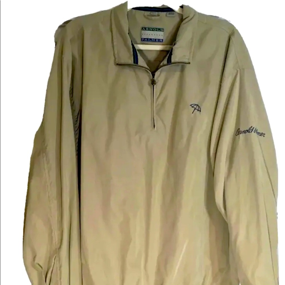 Arnold Palmer Jacket 1/4 Zip Pullover Performance Golf Soft Khaki Tan Mens XL